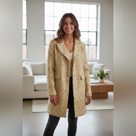 Dalia Jackets & Blazers - DALIA Elegant Cream Patterned Women's OVERBLAZER